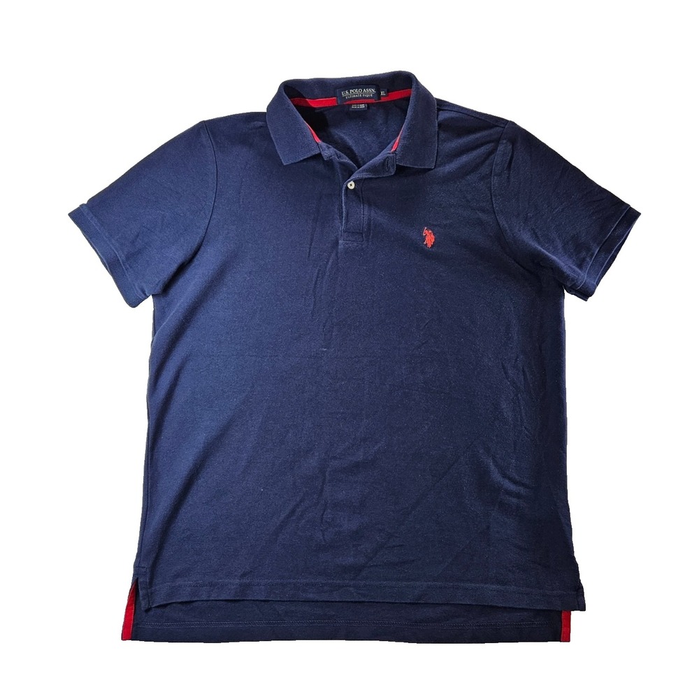 U.S. Polo Assn Ultimate Pique Mens XL Navy Red Accent Short Sleeve Polo Shirt